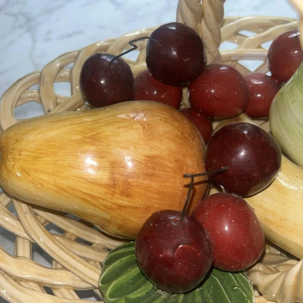 MCM ceramic fruit basket double weaved‎ handle made in Bassano Italy